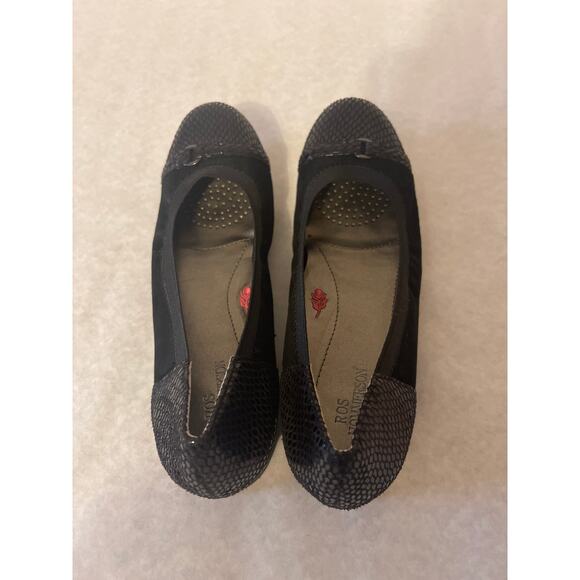 Ros Hommerson Rosita Black Leather with Snake print Ballet Flat Size 7.5 women - Picture 7 of 10
